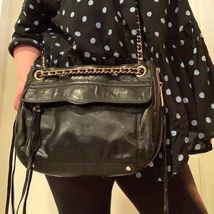 Rebecca Minkoff NWT Black Leather/Gld Crossbody
